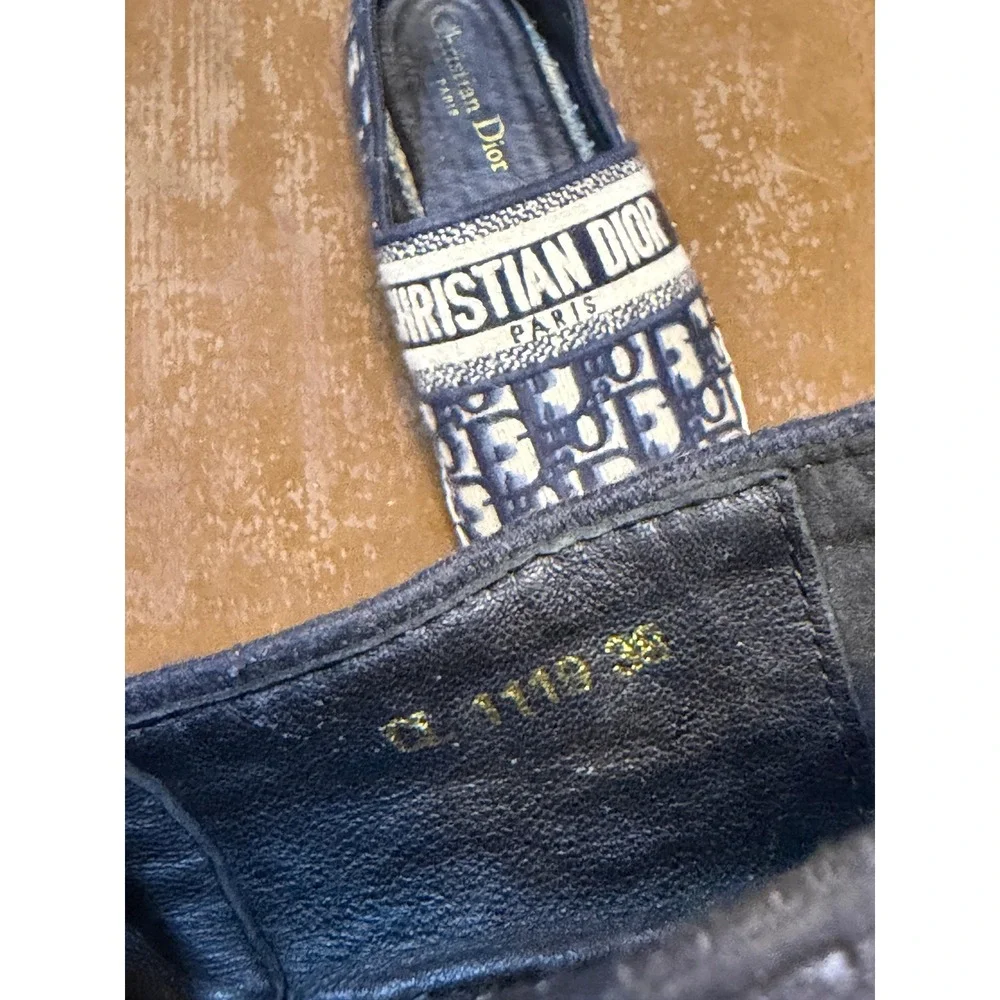 Christian Dior Granville Espadrilles Navy Blue Oblique Monogram Flats CL 1119 38